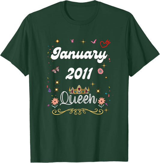 January 2011 Queen Since January 2011 Birthday Girl Woman T-Shirt - T-Shirt | Forest