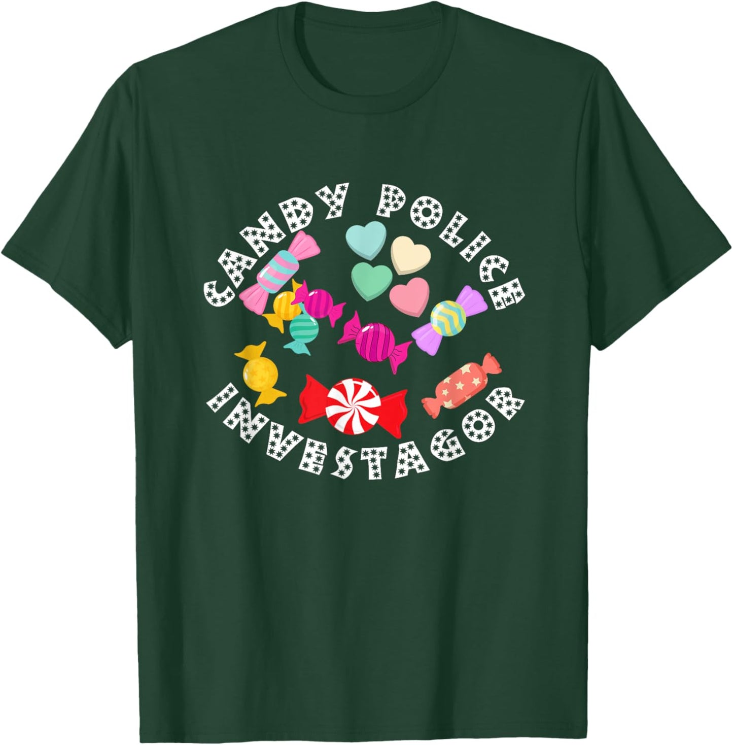 Candy Police Security Funny Cute Halloween Costume Kids Dad T-Shirt - T-Shirt | Forest