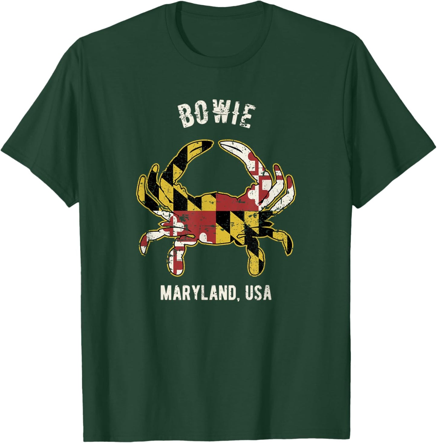 Bowie Maryland USA Crab Vintage Distressed Style Design T-Shirt - T-Shirt | Forest