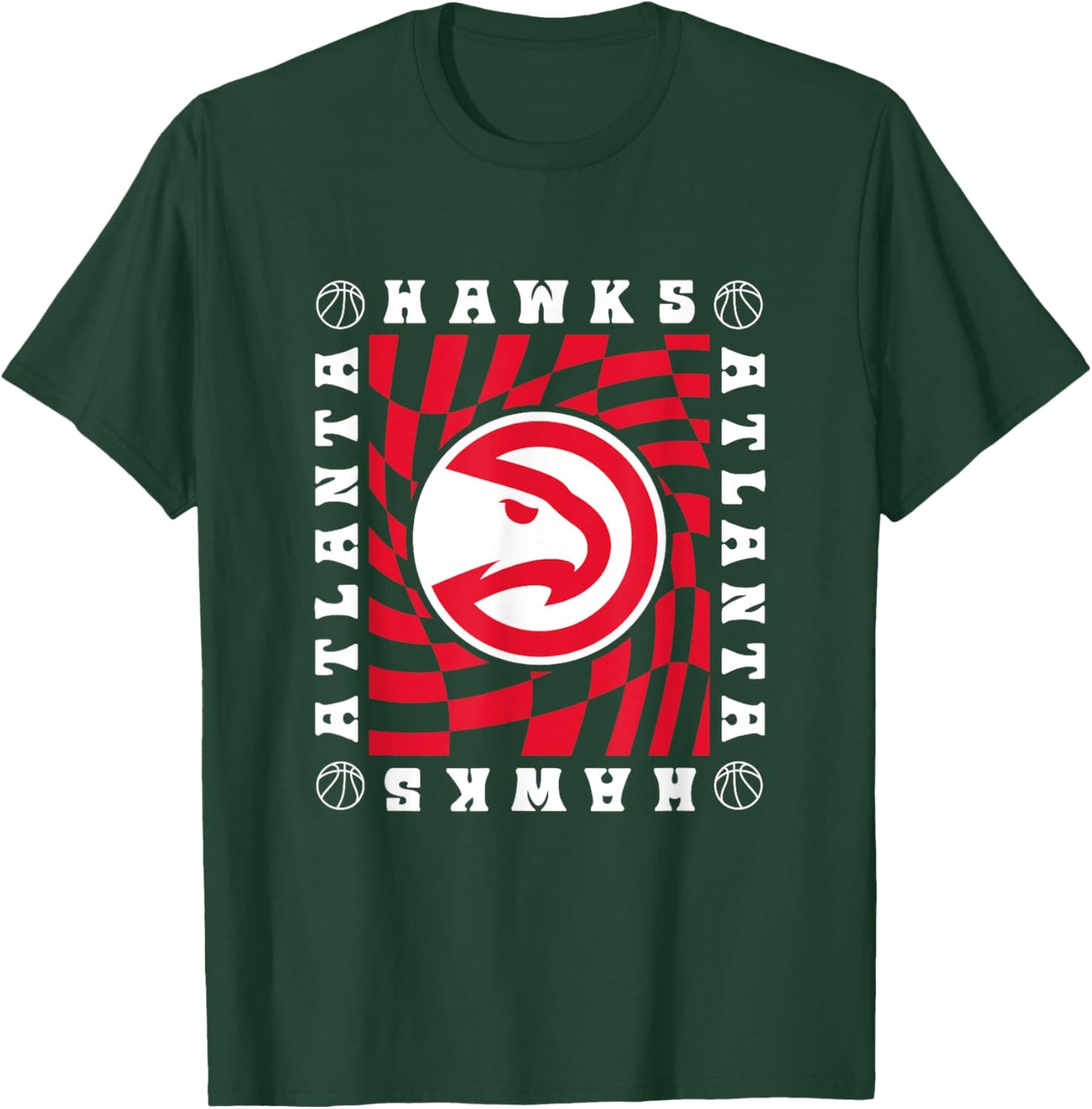NBA Atlanta Hawks Retro Checkerboard Wave T-Shirt - T-Shirt | Forest