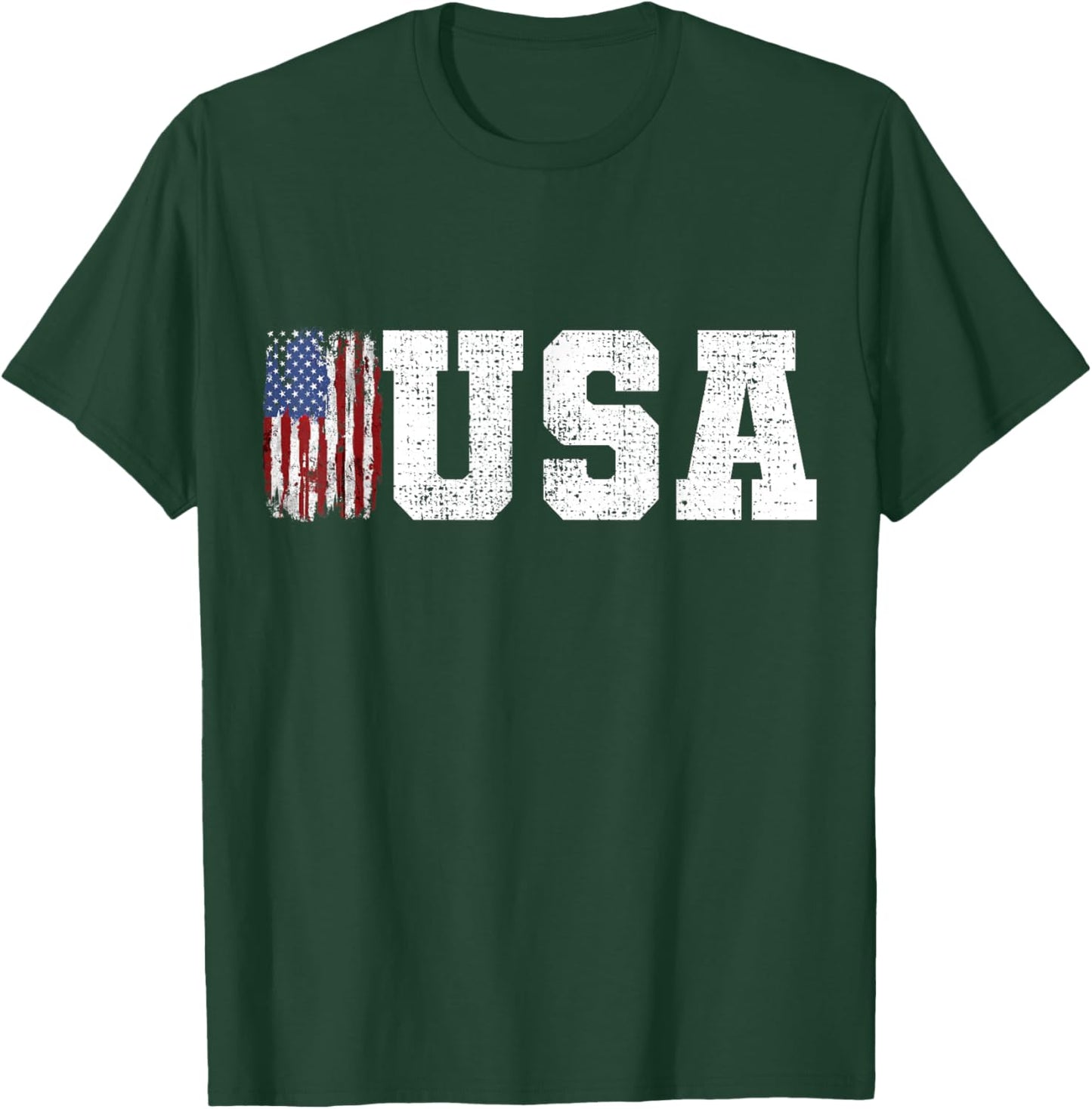 USA Patriotic American US Flag July 4th Men Women Girls Boys T-Shirt - T-Shirt | Forest