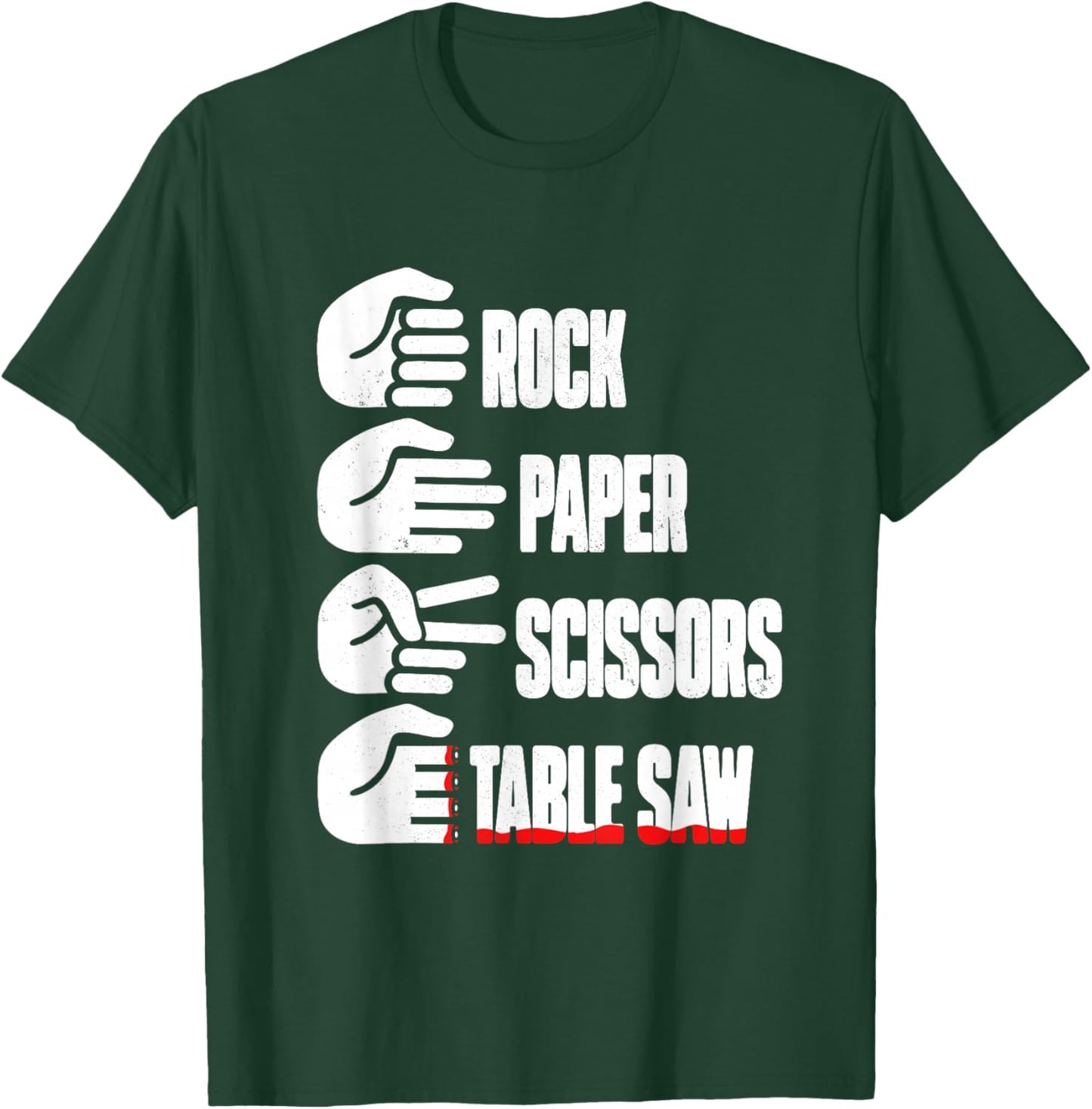 Funny Carpenter Rock Paper Scissors Table Saw T-Shirt - T-Shirt | Forest