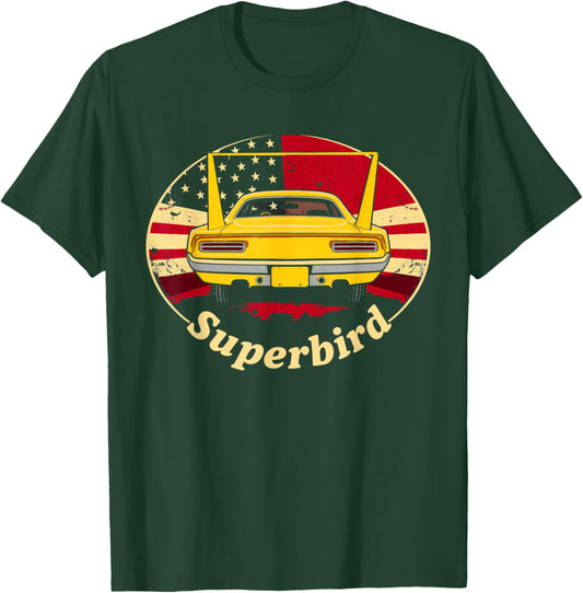 Old School Plymouth Superbird Classic Retro American Flag T-Shirt - T-Shirt | Forest
