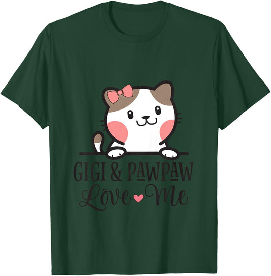 Kids Gigi And Pawpaw Love Me Grandkids Cat T-Shirt - T-Shirt | Forest