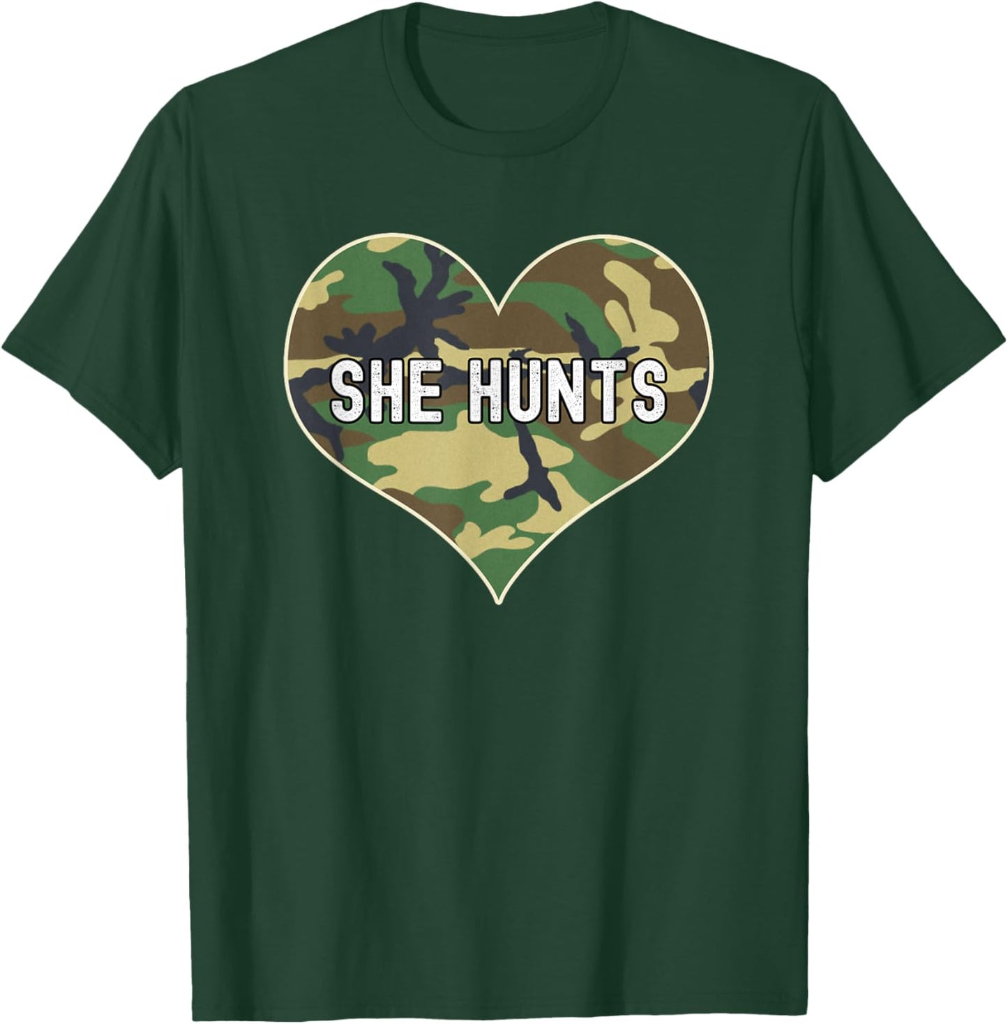 Female Hunter Love Hunting Camo Heart Women T-Shirt - T-Shirt | Forest