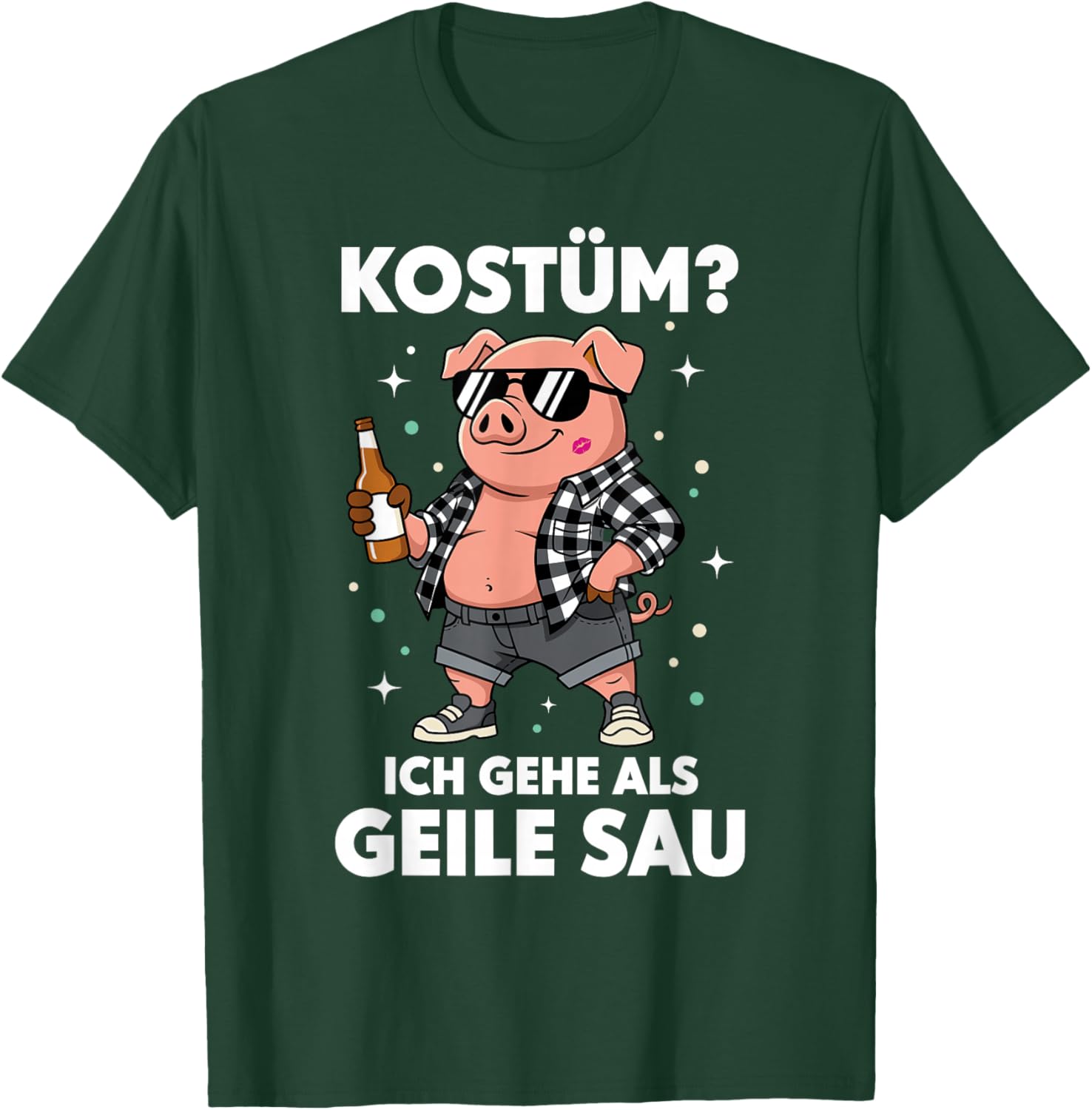 Carnival Costume Man Funny Horny Sau Confetti Party Outfit T-Shirt - T-Shirt | Forest