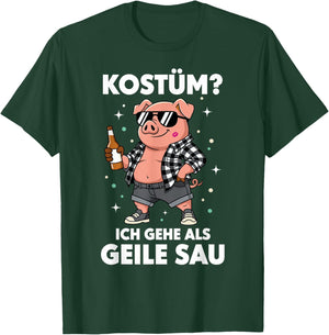 Carnival Costume Man Funny Horny Sau Confetti Party Outfit T-Shirt - T-Shirt | Forest