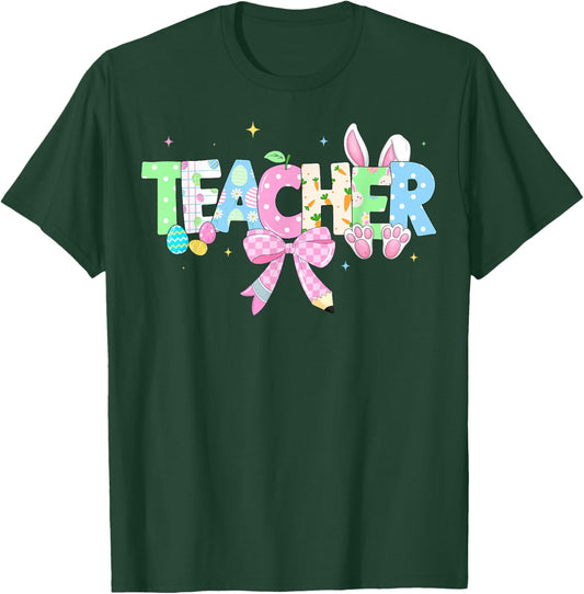 Easter Teacher Bunny Egg Funny Rabbit for Teacher Women Kids T-Shirt - T-Shirt | Forest