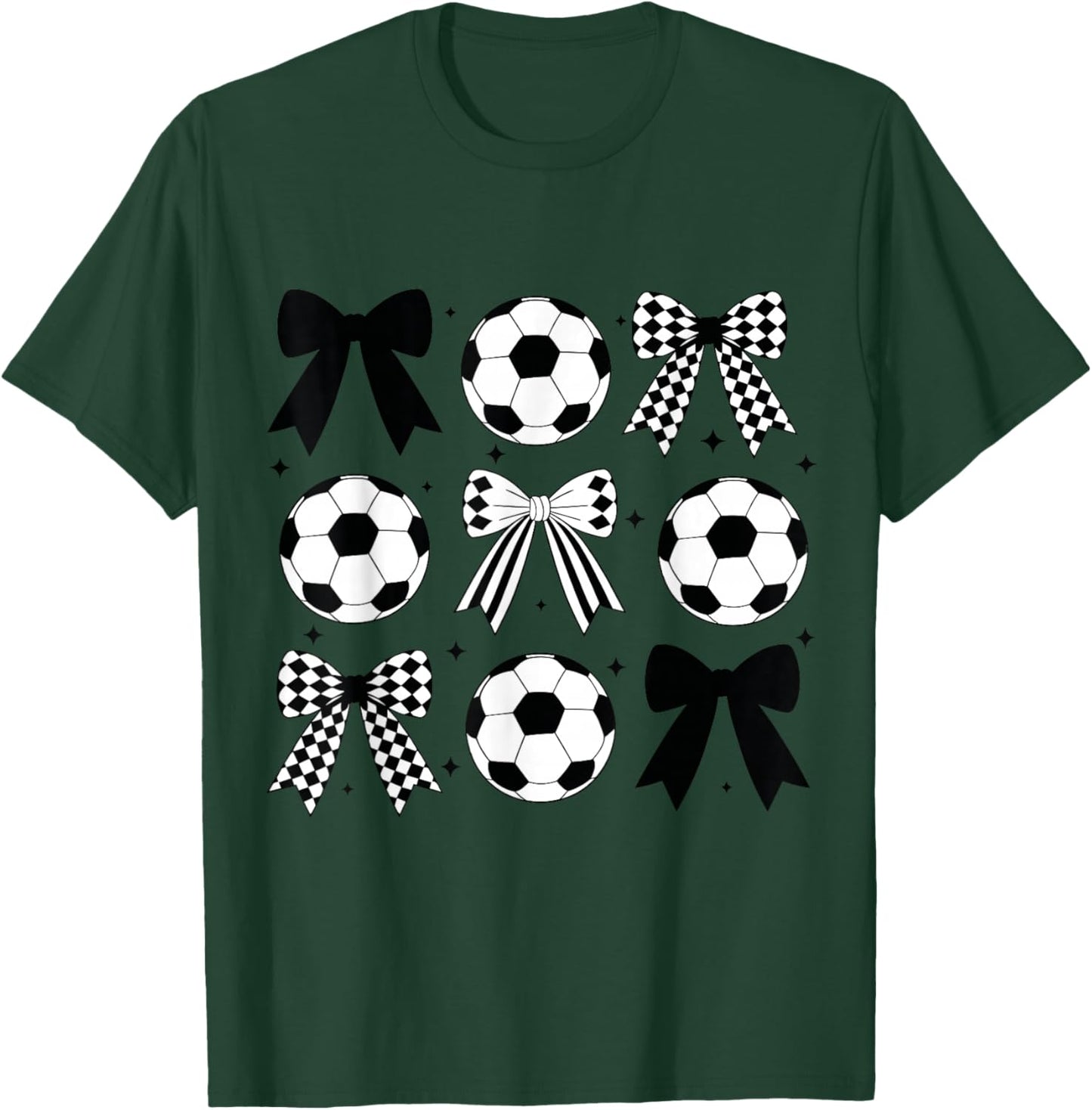 Soccer Coquette Bow Funny Coquette Bow Soccer Women Girl T-Shirt - T-Shirt | Forest
