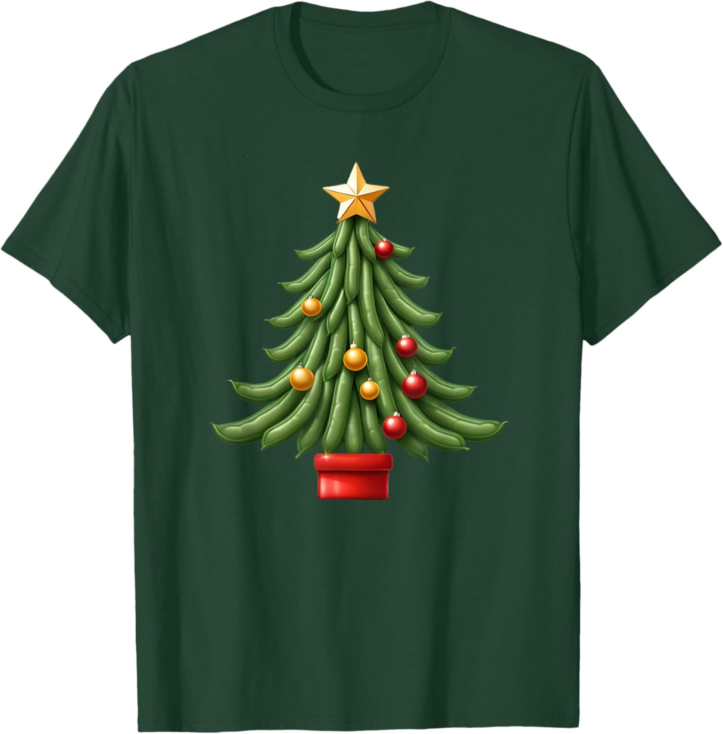 String Green Bean Christmas Tree T-Shirt - T-Shirt | Forest