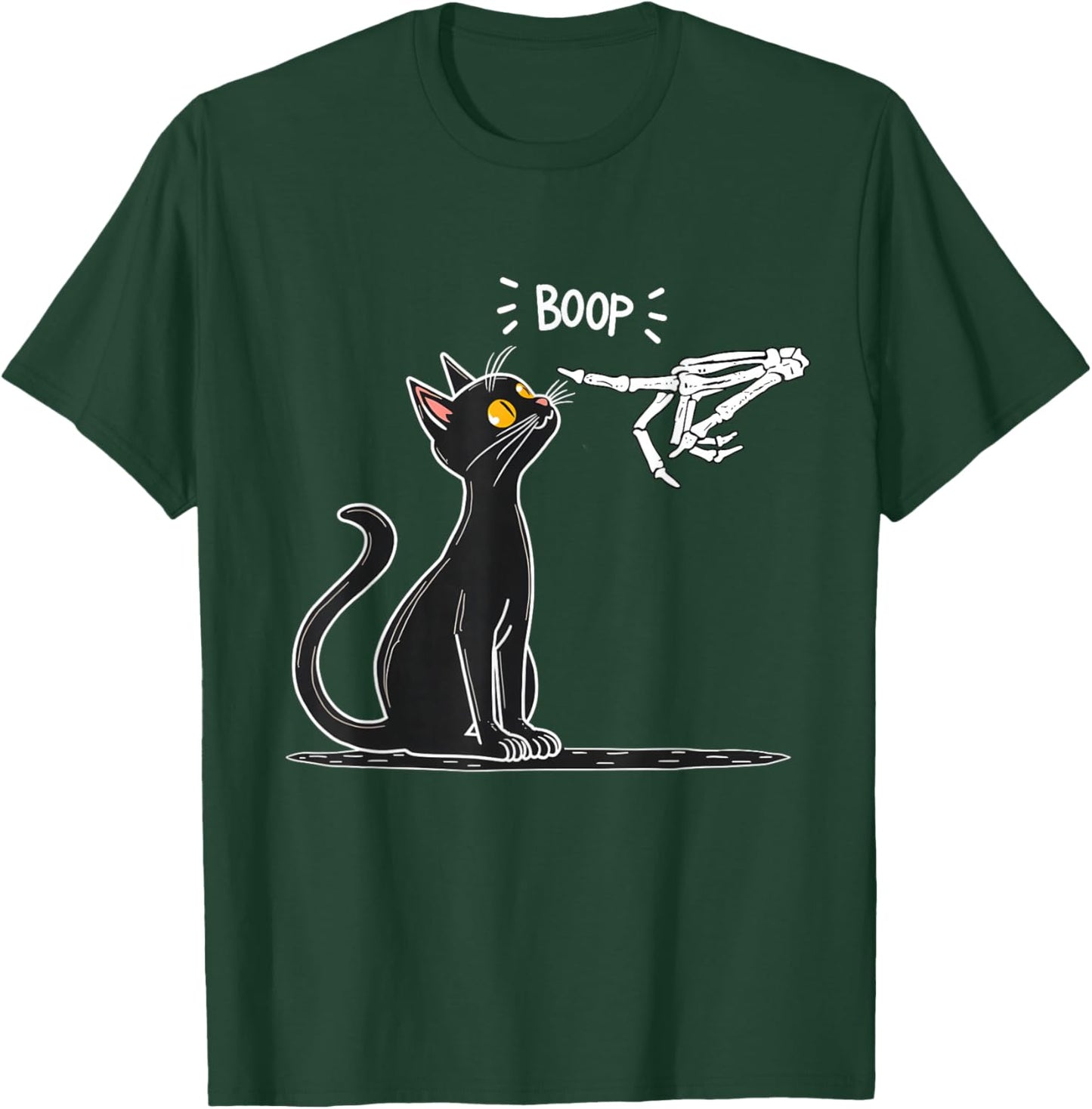 Black Cat Skeleton Hand Boop Halloween T-Shirt - T-Shirt | Forest