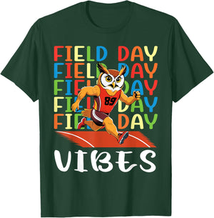 Field Day Field Day Field Day Vibes Running Owl Athlete T-Shirt - T-Shirt | Forest