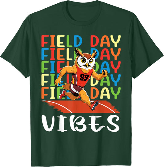 Field Day Field Day Field Day Vibes Running Owl Athlete T-Shirt - T-Shirt | Forest