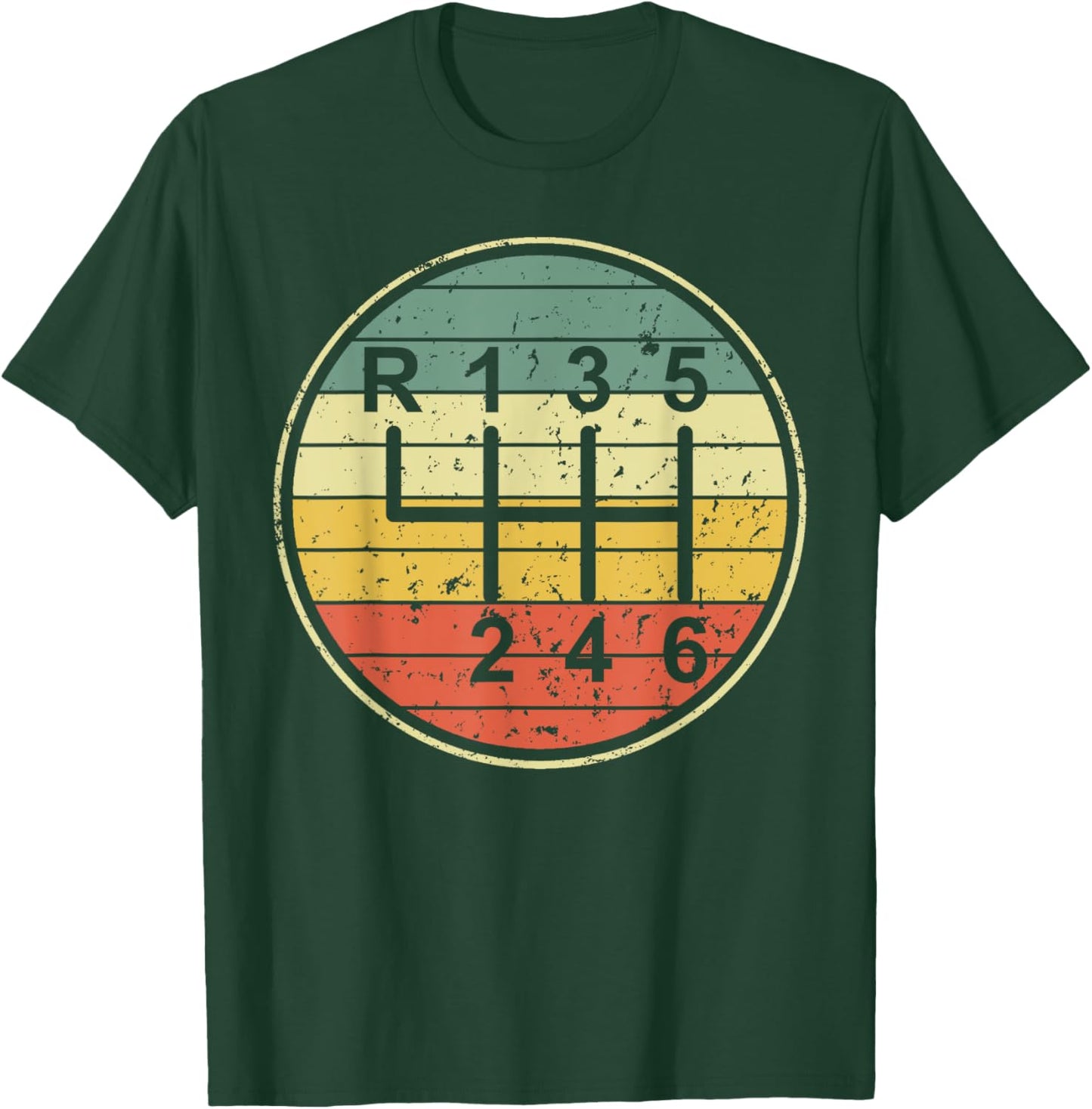 Funny Manual Transmission Shift Pattern Stick Shift 6 Speed T-Shirt - T-Shirt | Forest