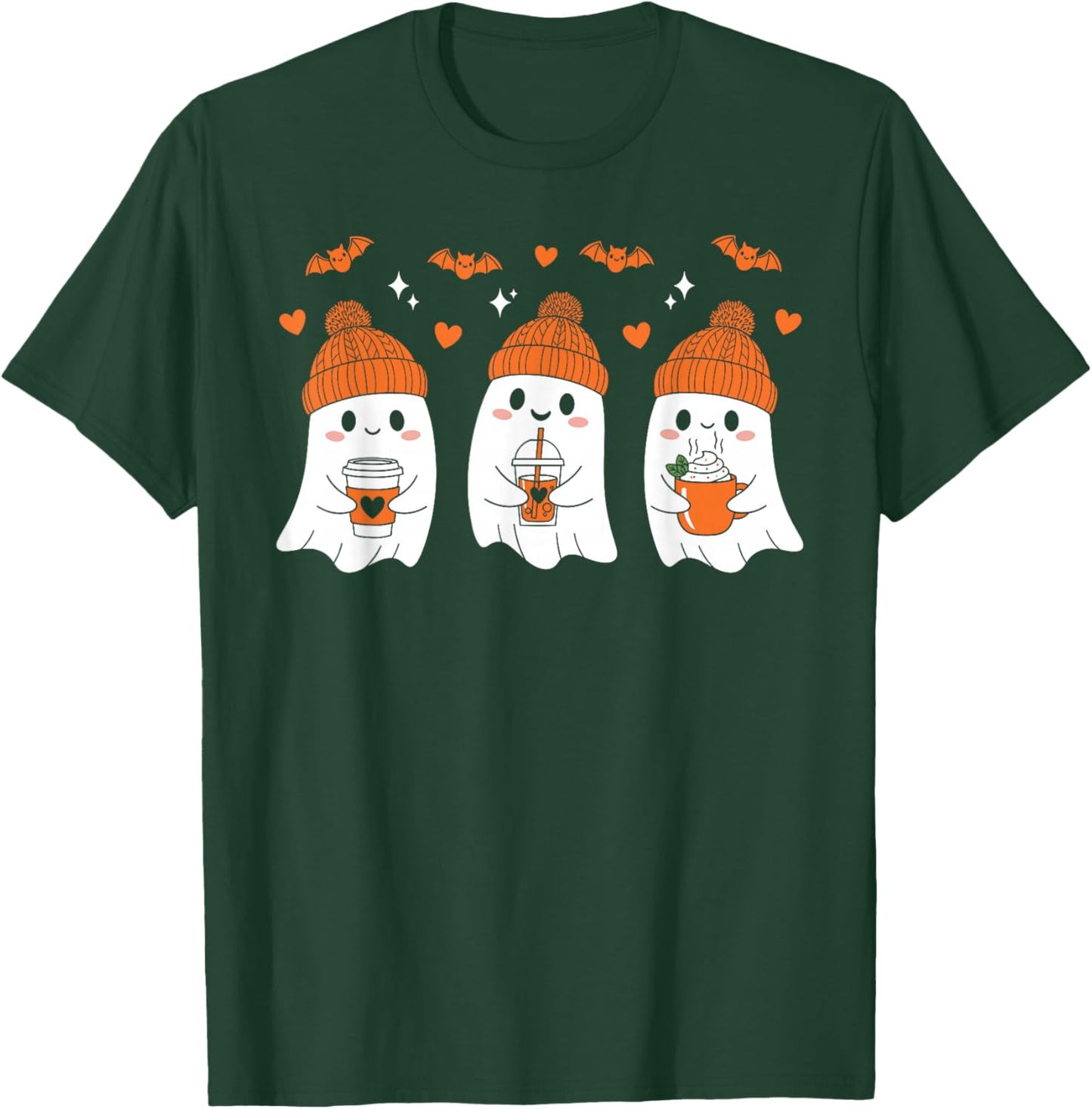 Ghost Drinking Coffee Funny Halloween Costume Coffee Lover T-Shirt - T-Shirt | Forest