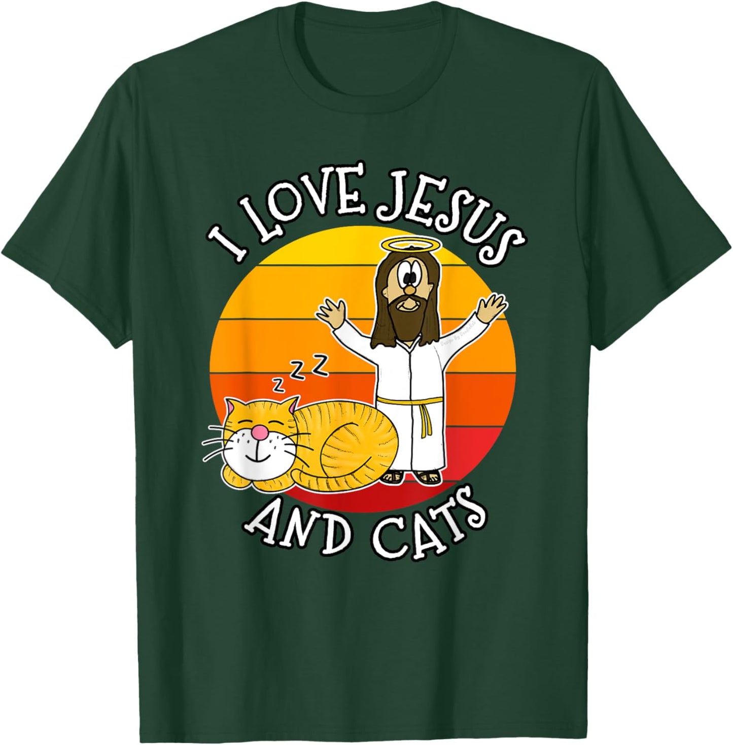 I Love Jesus and Cats, Christian Cat Lover Church Funny Men Women Kids T-Shirt - T-Shirt | Forest
