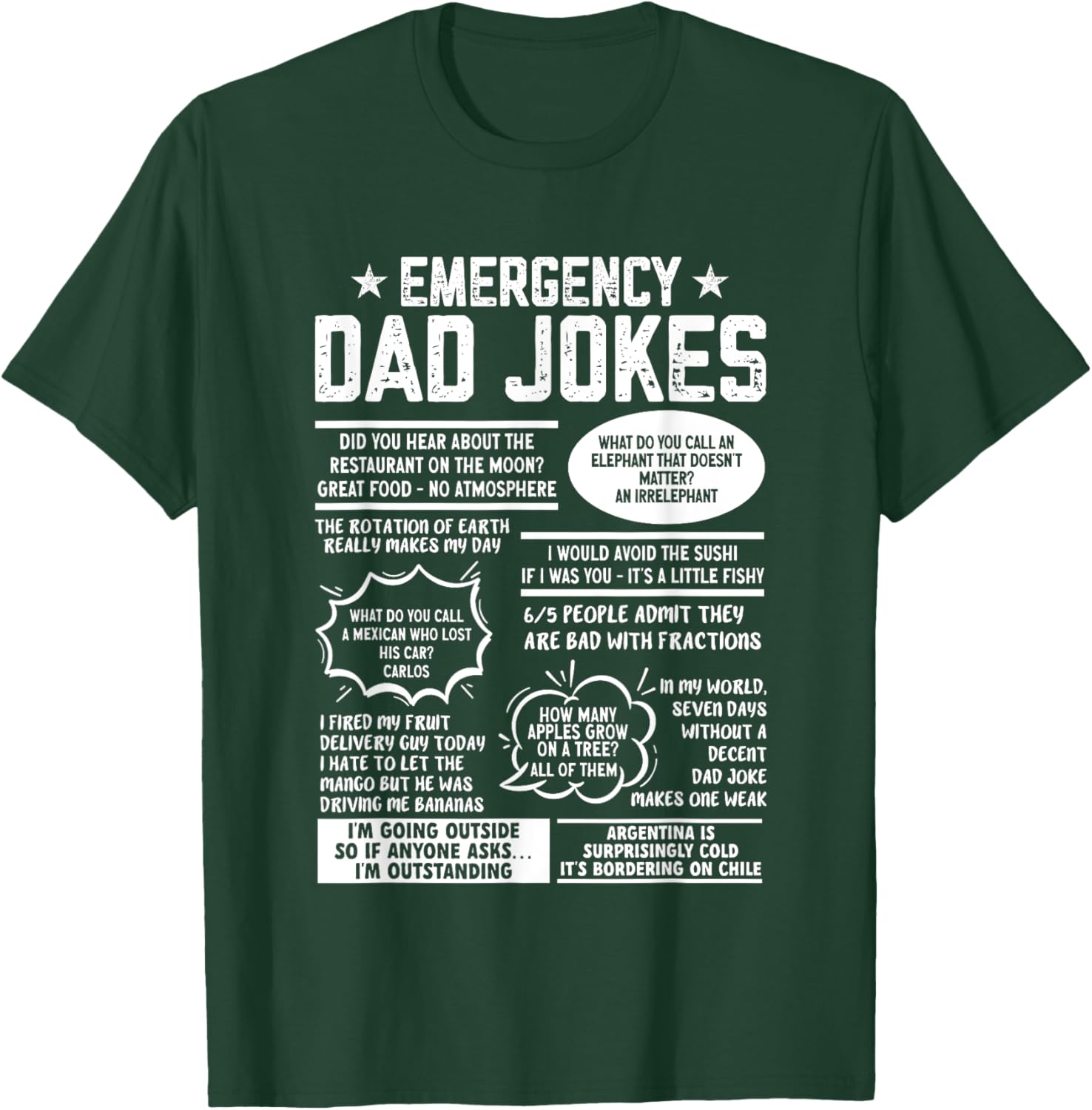 Emergency Dad Jokes Funny Pun Dad Joke T-Shirt - T-Shirt | Forest