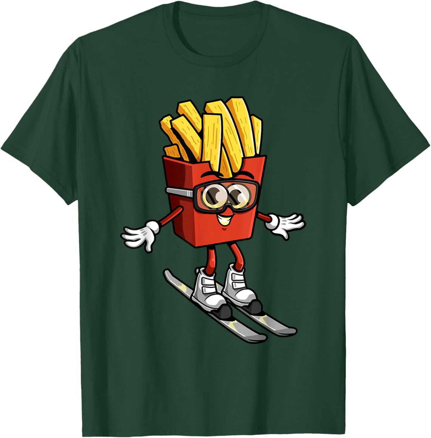 Funny French Fry Ski Potato Fries Skiing Instructor Outfit T-Shirt - T-Shirt | Forest