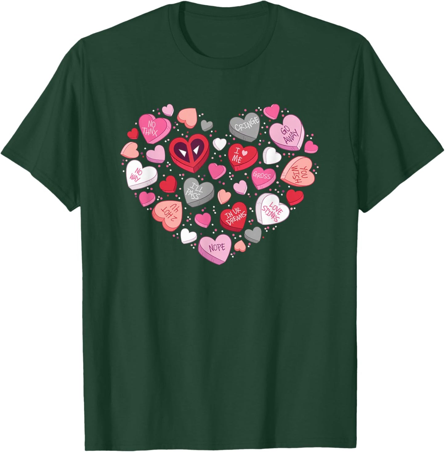 Marvel Valentine’s Day Deadpool Anti-Love Candy Hearts T-Shirt - T-Shirt | Forest