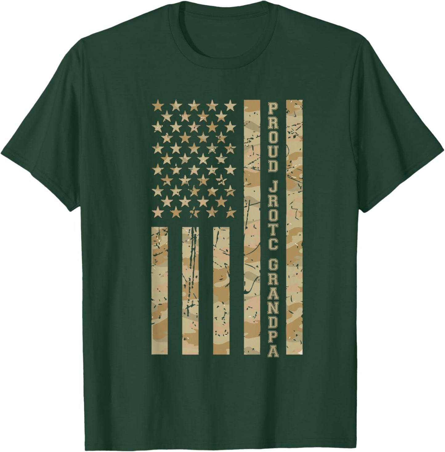Proud JROTC Grandpa Military Family Desert Camo American T-Shirt - T-Shirt | Forest