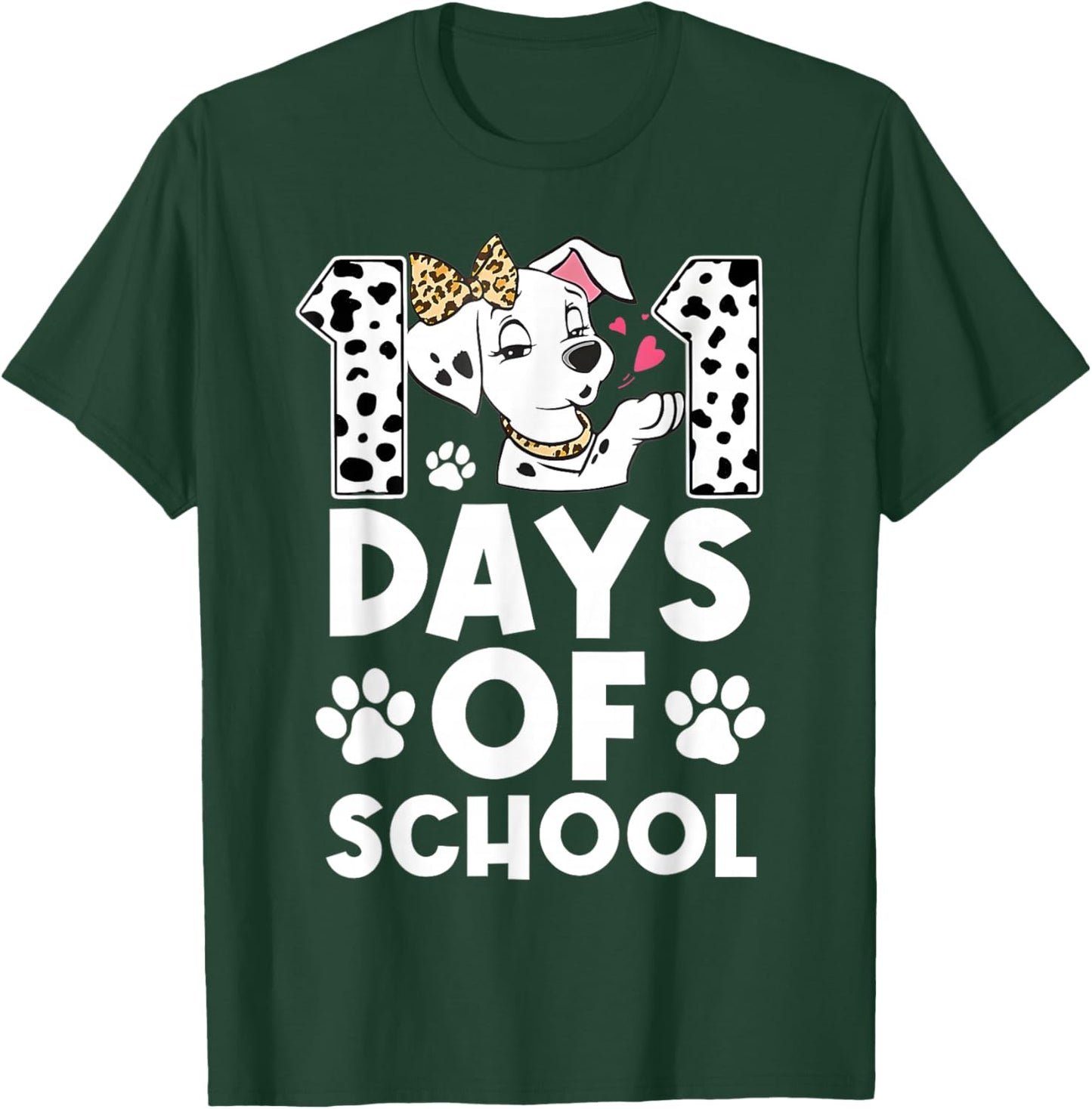 Happy 101 Days School Cute Dog 100 Days Student Teacher T-Shirt - T-Shirt | Forest