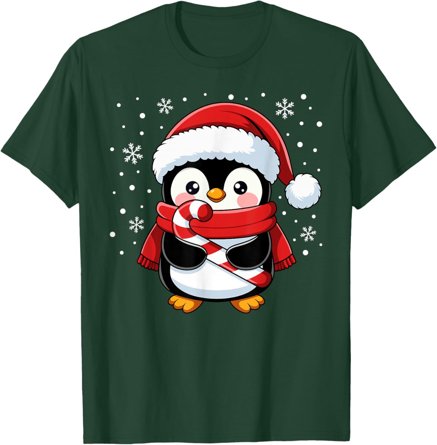Penguin Christmas Candy Cane Winter Toddler Girl Boy Women T-Shirt - T-Shirt | Forest