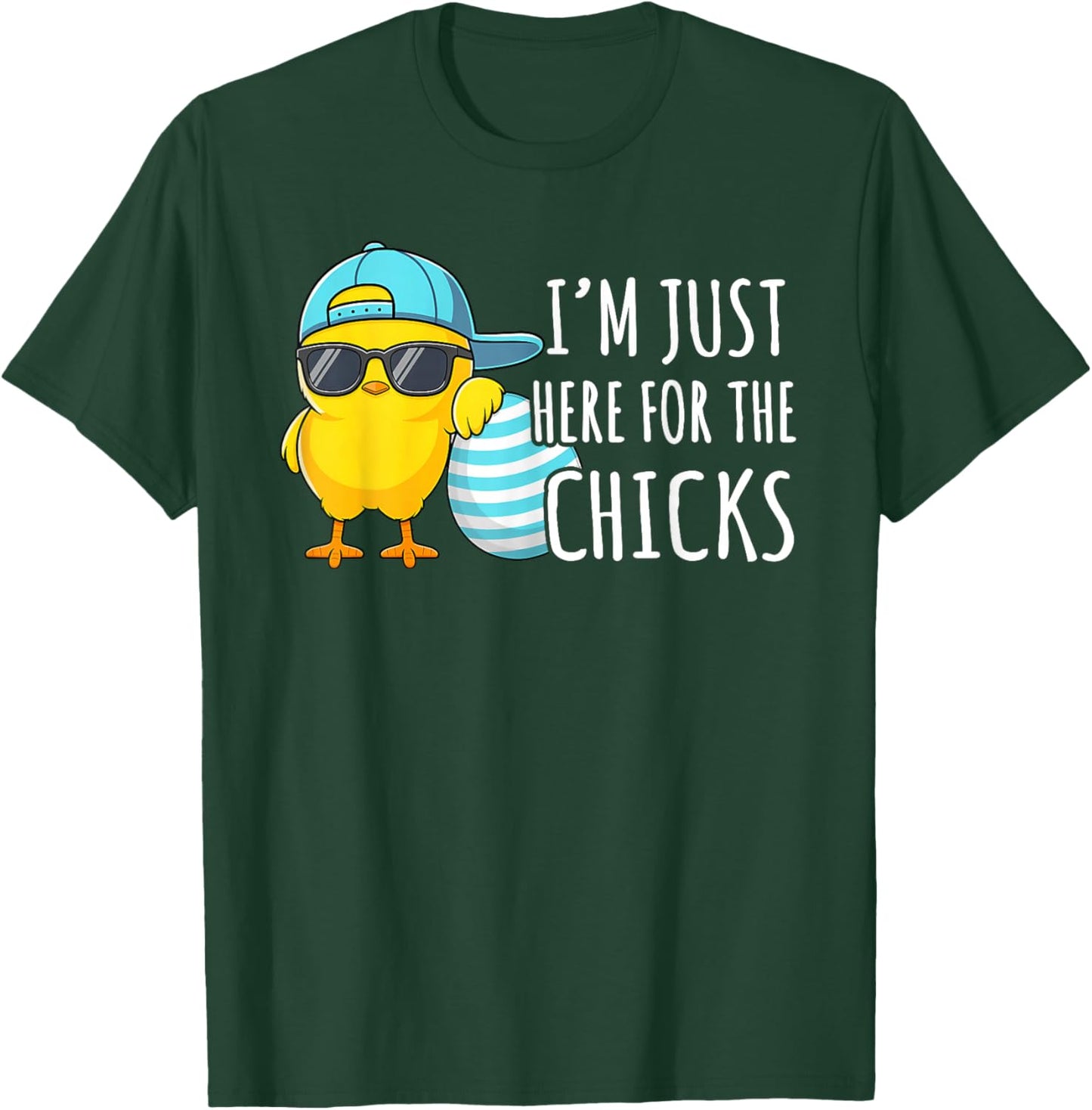 I'm Just Here for The Chicks Funny Boys Easter Chick Eggs T-Shirt - T-Shirt | Forest
