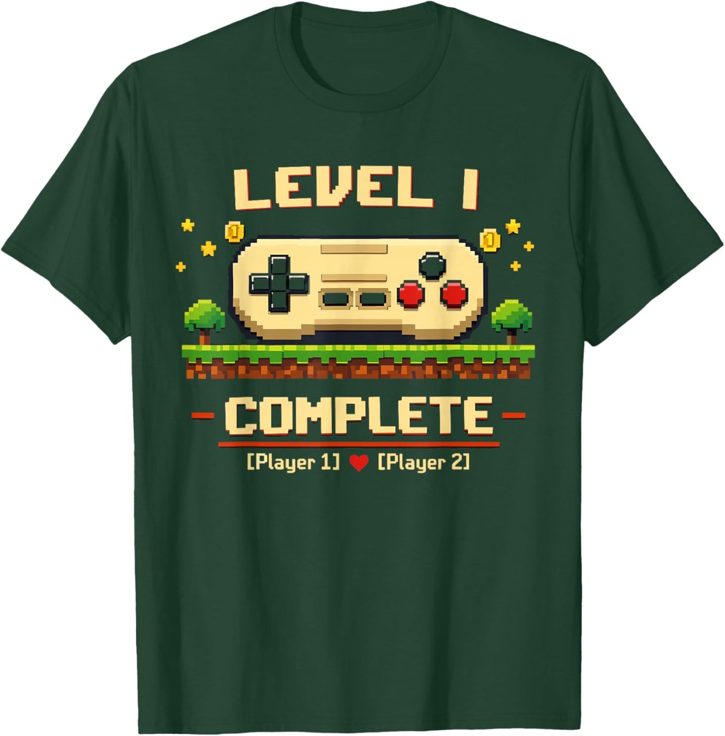 1st Wedding Anniversary Gamer Vintage Level 1 Complete T-Shirt - T-Shirt | Forest