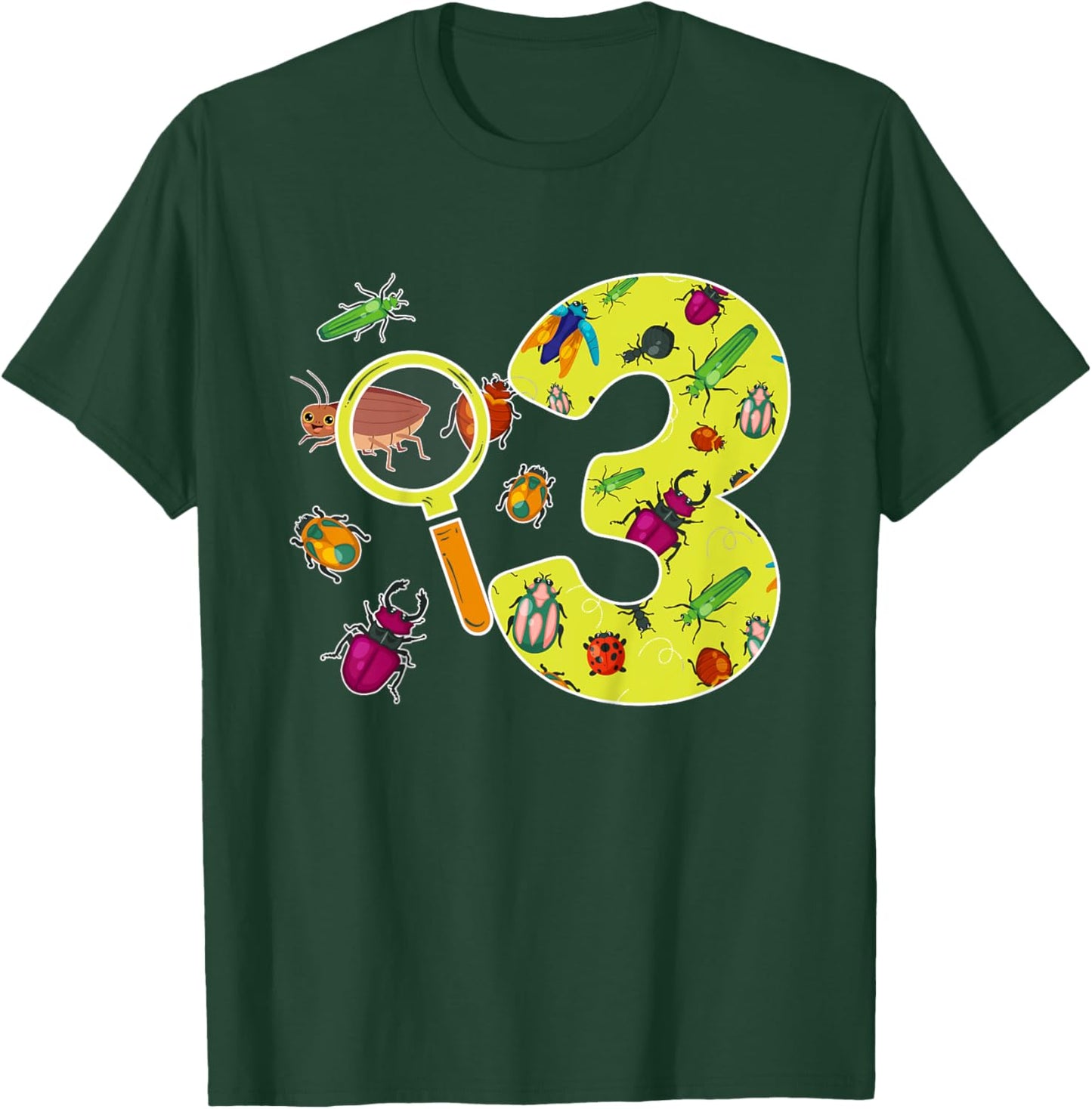 Kids 3rd Bug Birthday 3 Year Old Bugs Birthday Insects T-Shirt - T-Shirt | Forest