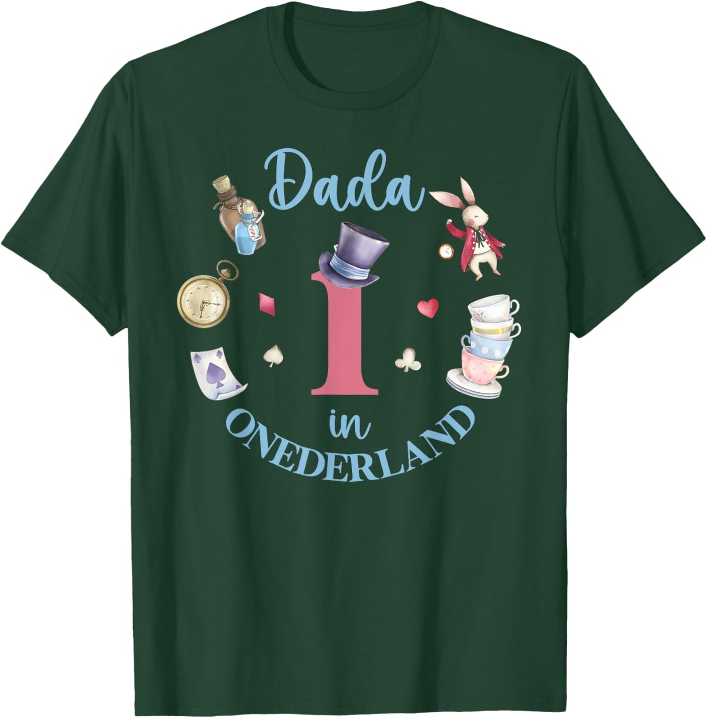 Dada In Onderland 1st Birthday Girl Family Tea Party T-Shirt - T-Shirt | Forest
