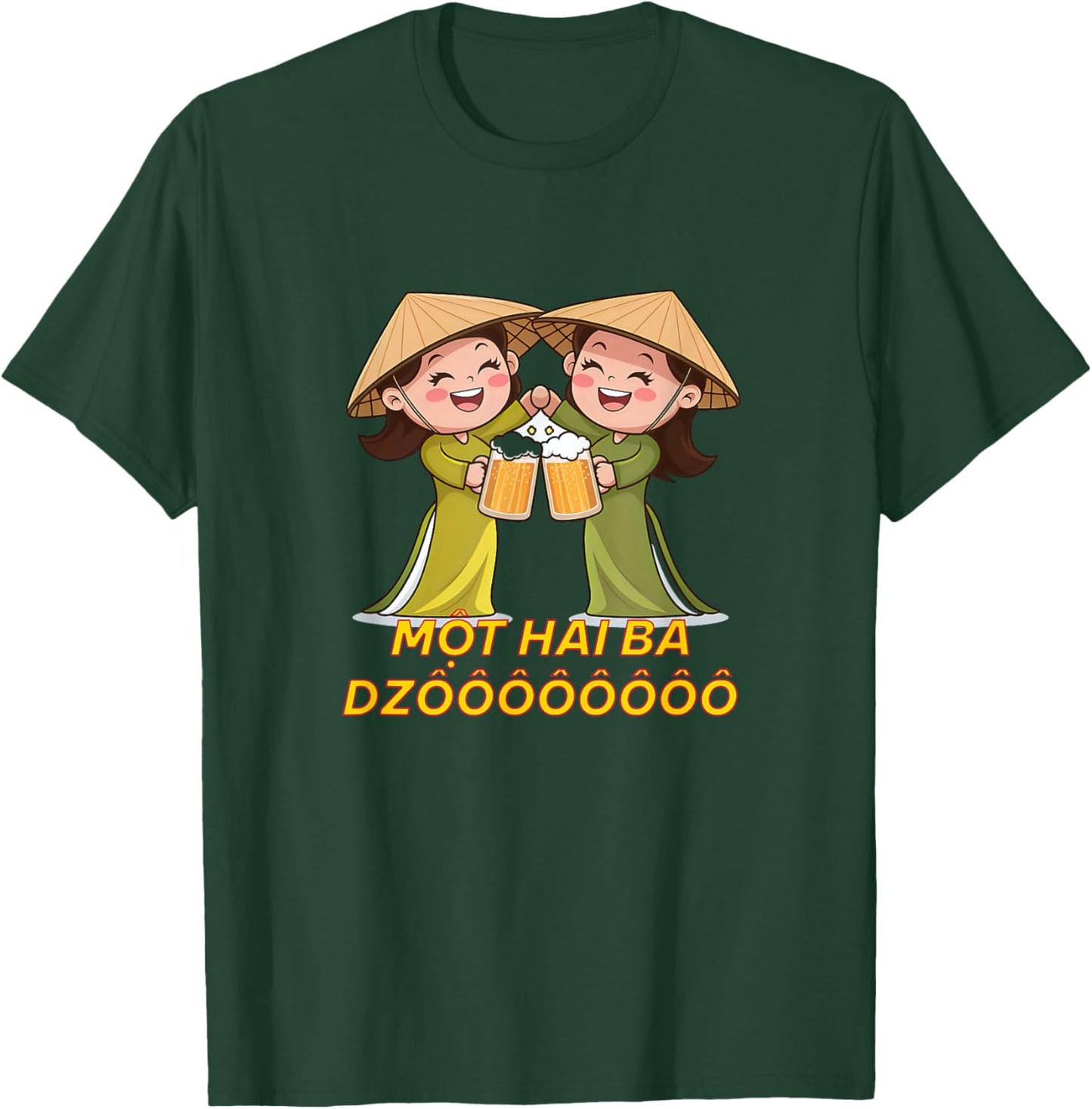 Vietnam Ao Dai Women Viet Cheers Mot Hai Ba Dzo Beer T-Shirt - T-Shirt | Forest