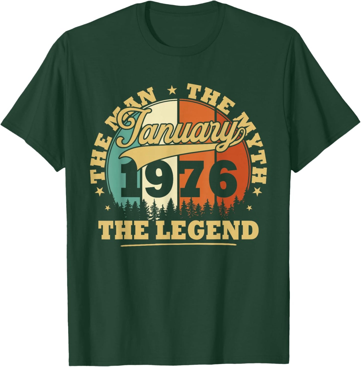 Humor Vintage 1976 January Gift 50 Years Birthday T-Shirt - T-Shirt | Forest