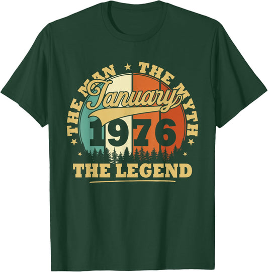 Humor Vintage 1976 January Gift 50 Years Birthday T-Shirt - T-Shirt | Forest