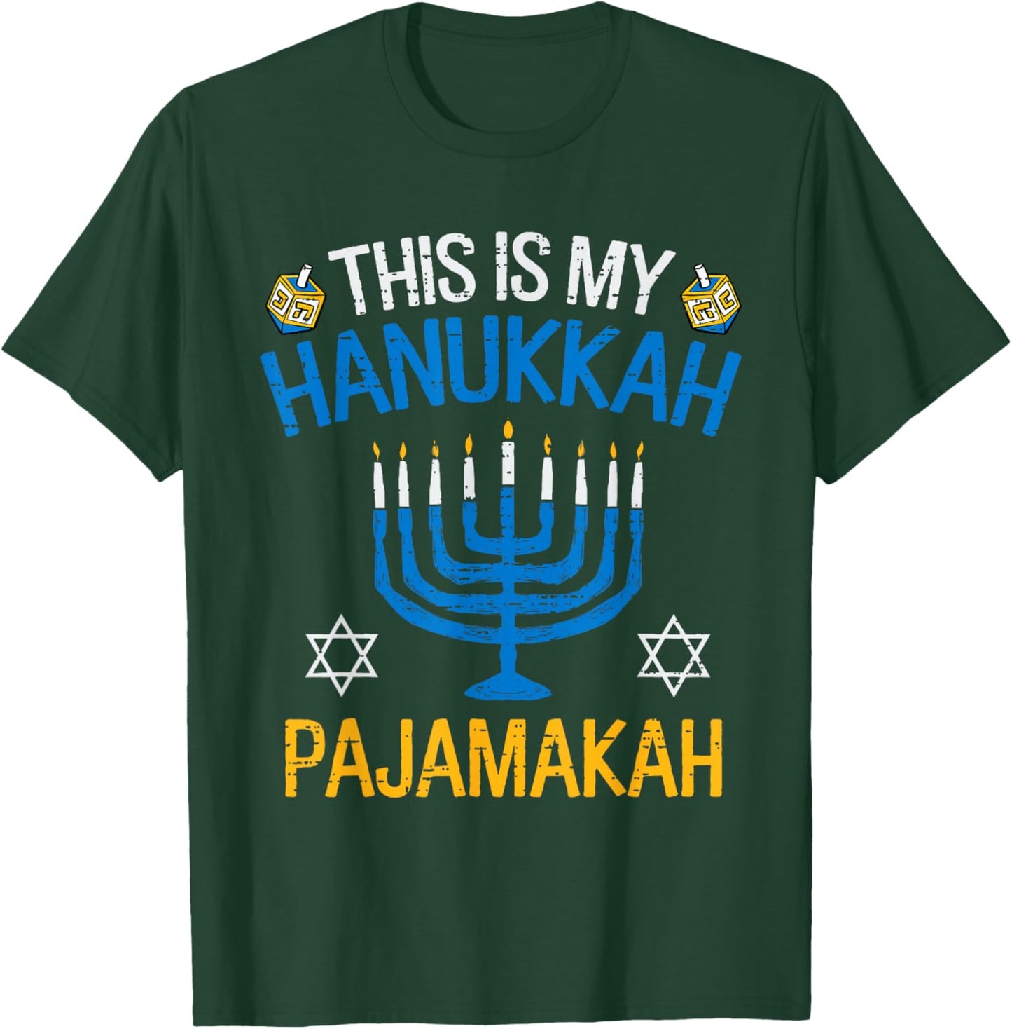 Vintage This is My Hanukkah Pajamakah Pajama Chanukah Jewish T-Shirt - T-Shirt | Forest