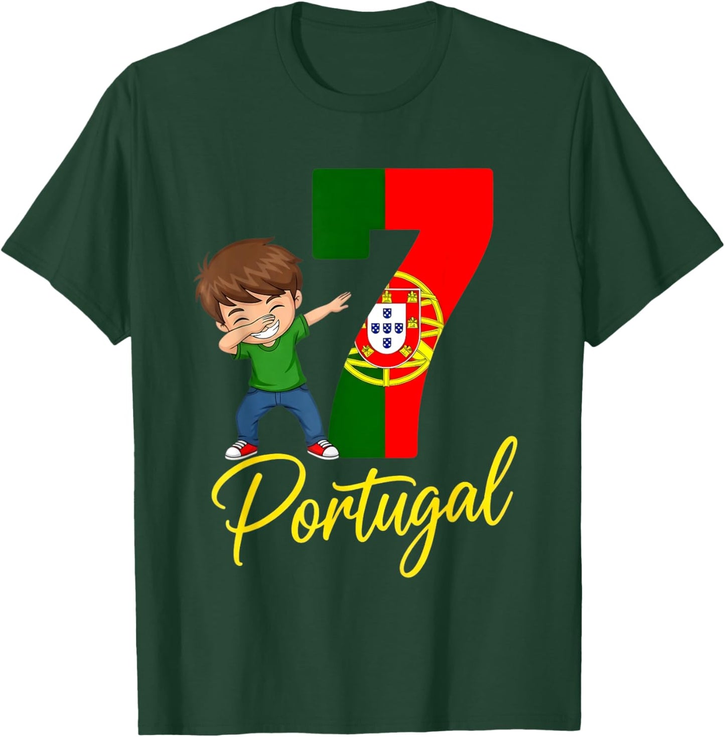 Portugal Flag Quinas Number 7 Dubbing Boys Kids T-Shirt - T-Shirt | Forest