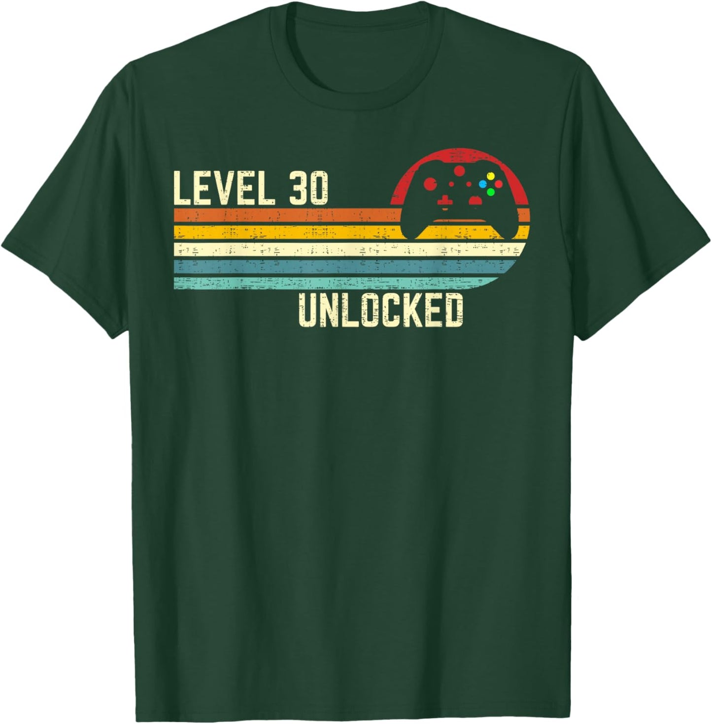 30e Anniversaire d'un Joueur vidéo Amusant débloqué Vintage de Niveau 30 T-Shirt - T-Shirt | Forest