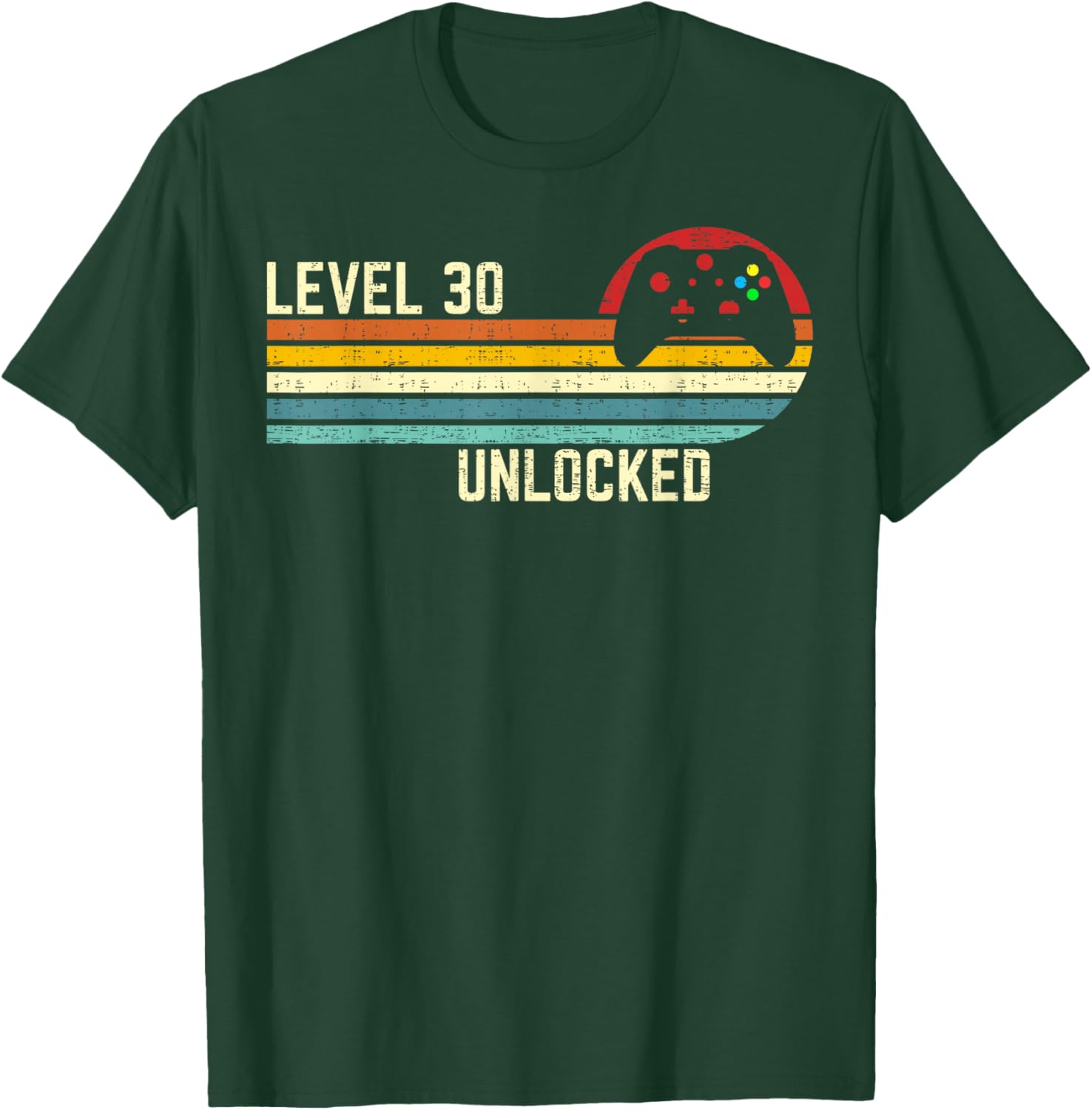 30e Anniversaire d'un Joueur vidéo Amusant débloqué Vintage de Niveau 30 T-Shirt - T-Shirt | Forest