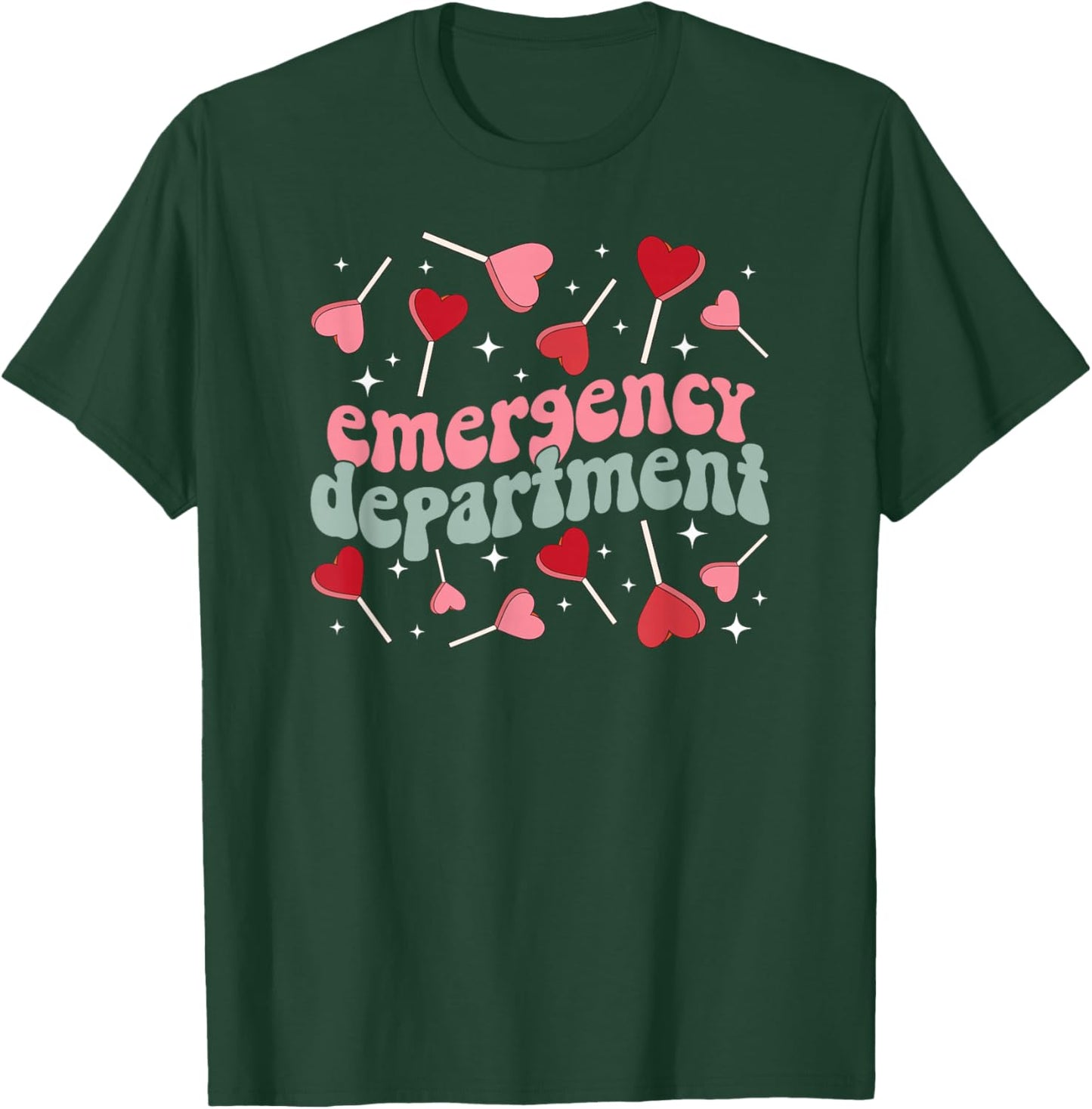 Emergency Department Valentine ER Nurse Valentines Day T-Shirt - T-Shirt | Forest