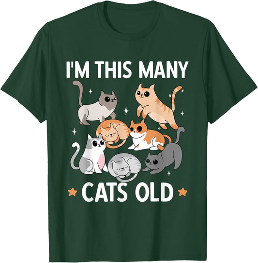 I'm This Many Cats Old 7th Birthday Party Kitten Cat T-Shirt - T-Shirt | Forest