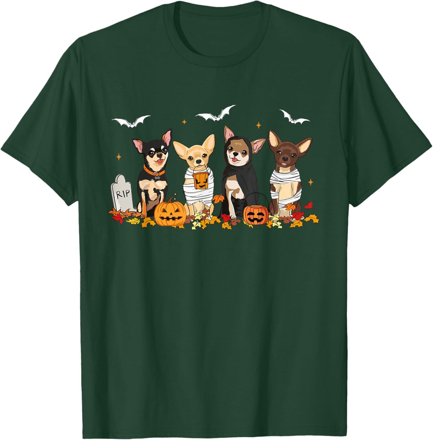 Funny Pumpkin Ghost Chihuahua Halloween Chihuahua Dog Mom Women T-Shirt - T-Shirt | Forest