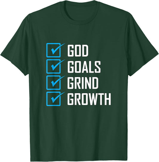 Blue Color Goals Grind Growth Blue Graphic T-Shirt - T-Shirt | Forest