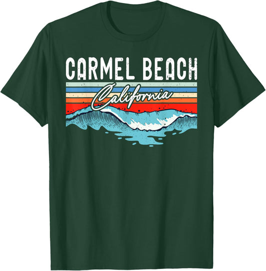 Retro Carmel Beach California Surfer Surfboarder Men Women Kids T-Shirt - T-Shirt | Forest