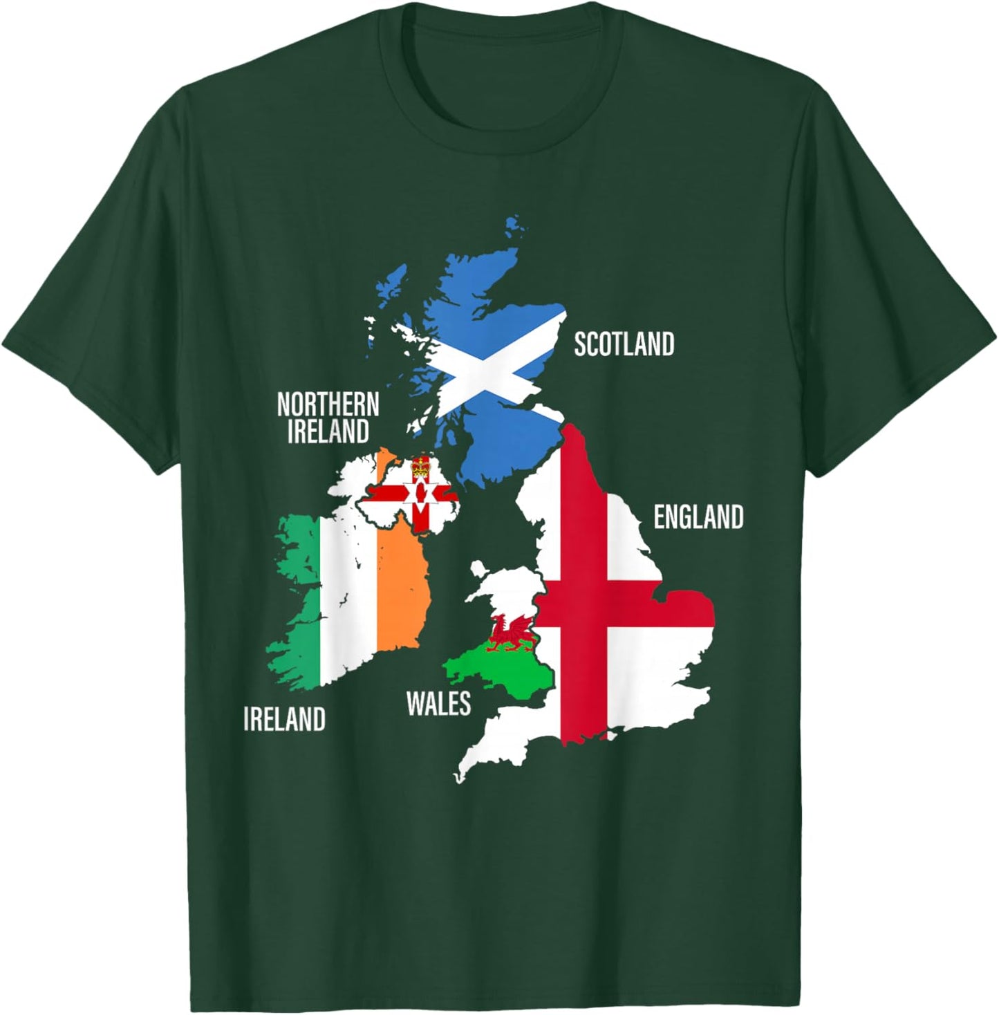 British Isles Countries and Flags Map Women. T-Shirt - T-Shirt | Forest