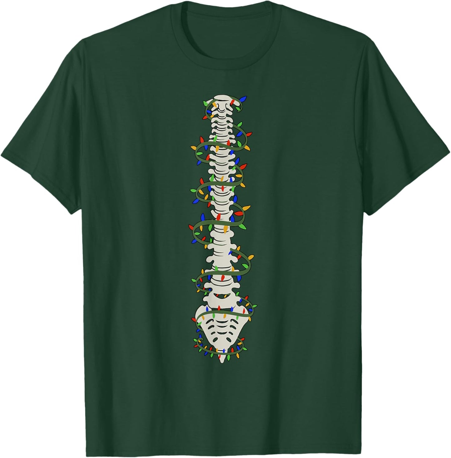 Chiropractic Spine Christmas Light Chiropractor Anatomy Bone T-Shirt - T-Shirt | Forest