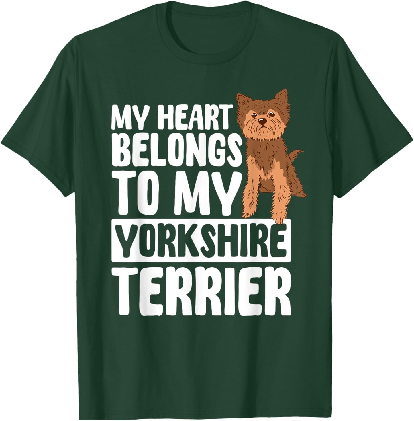 Yorkshire Terrier Heart Yorkie British Dog Breed Fur Parent Men Women T-Shirt - T-Shirt | Forest