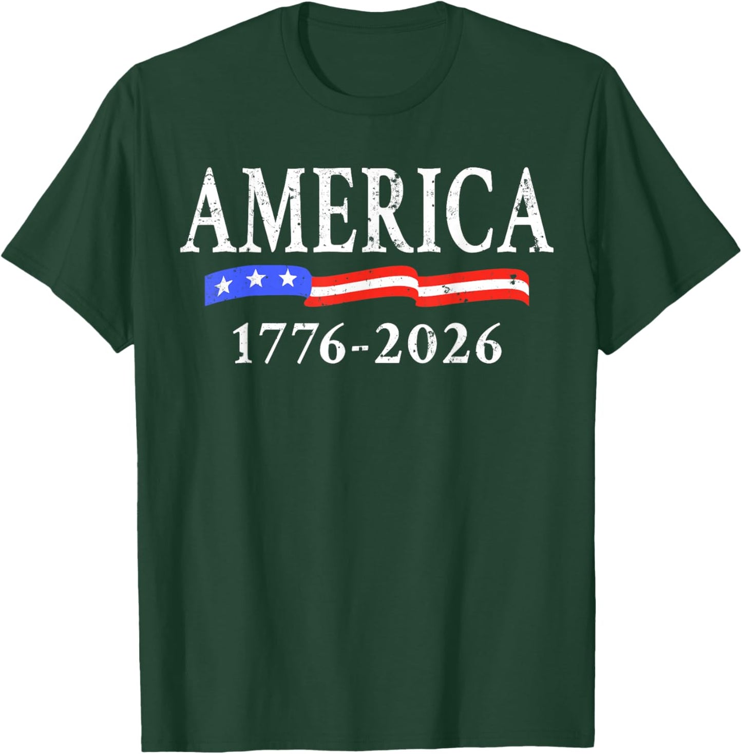 4th of July American Flag Vintage 250 Years 1776 2026 USA T-Shirt - T-Shirt | Forest