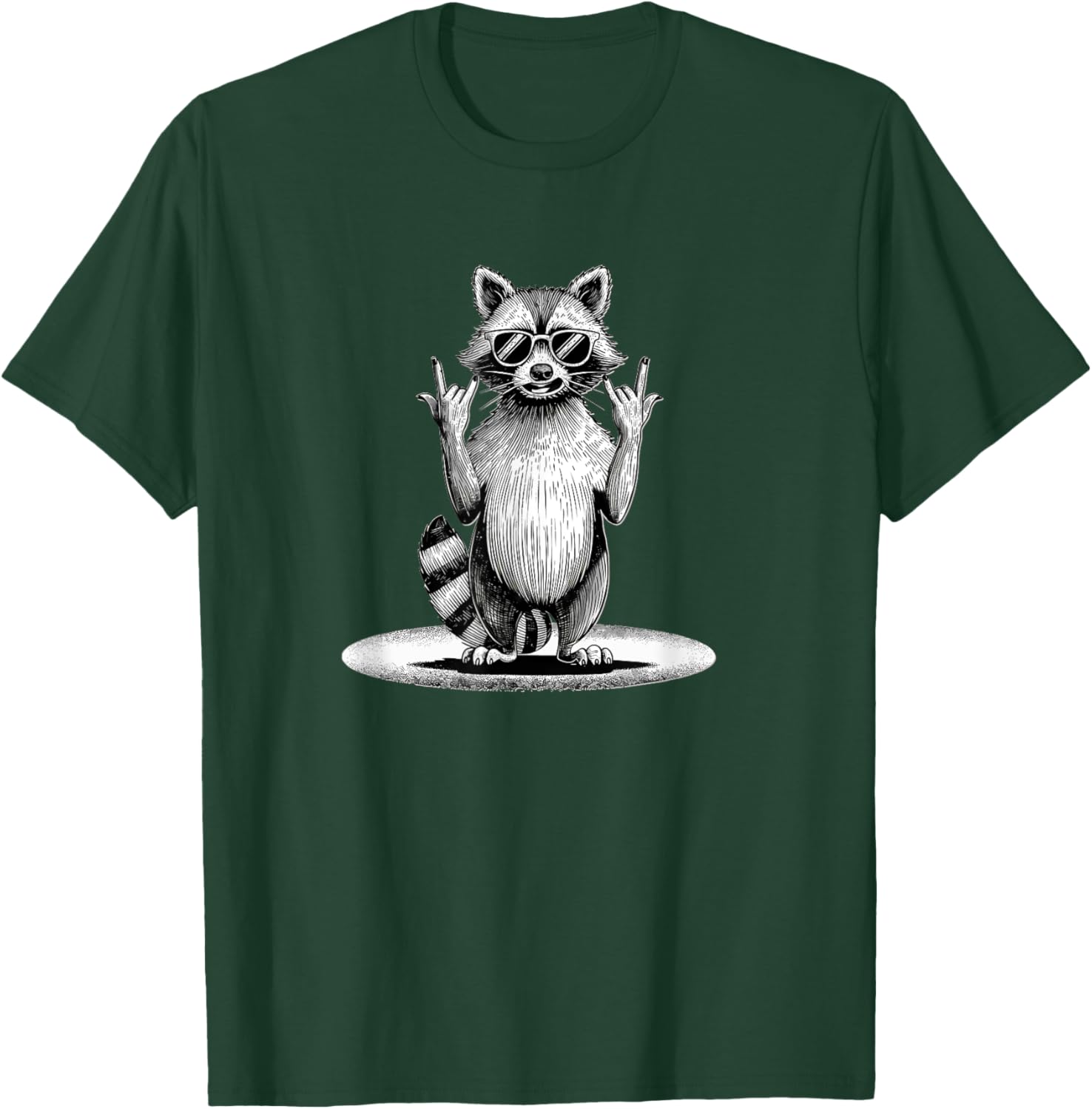 Retro Raccoon Rock Music Gifts Men Women Funny Raccoon T-Shirt - T-Shirt | Forest