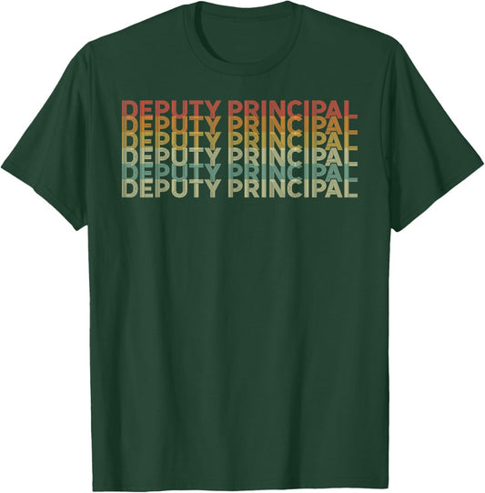 Retro 70s Deputy Principal Job Title T-Shirt - T-Shirt | Forest