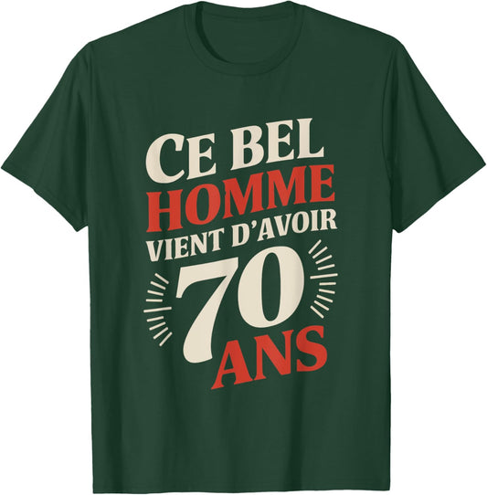 70th Birthday Man Funny Gift Funny , Black, S T-Shirt - T-Shirt | Forest
