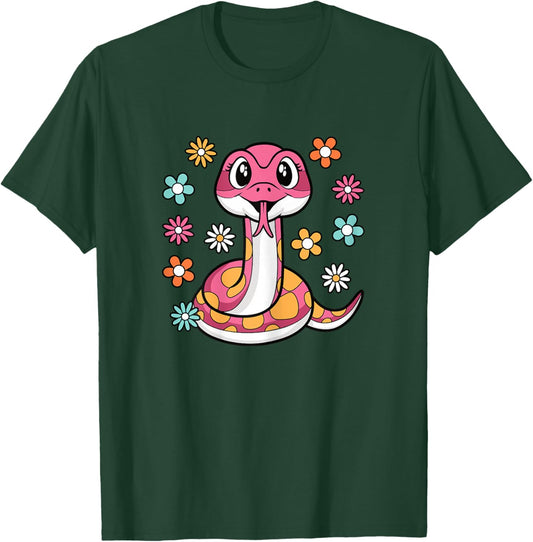Cute Pink Snake Lover Kawaii Reptile Women Girls Kids T-Shirt - T-Shirt | Forest